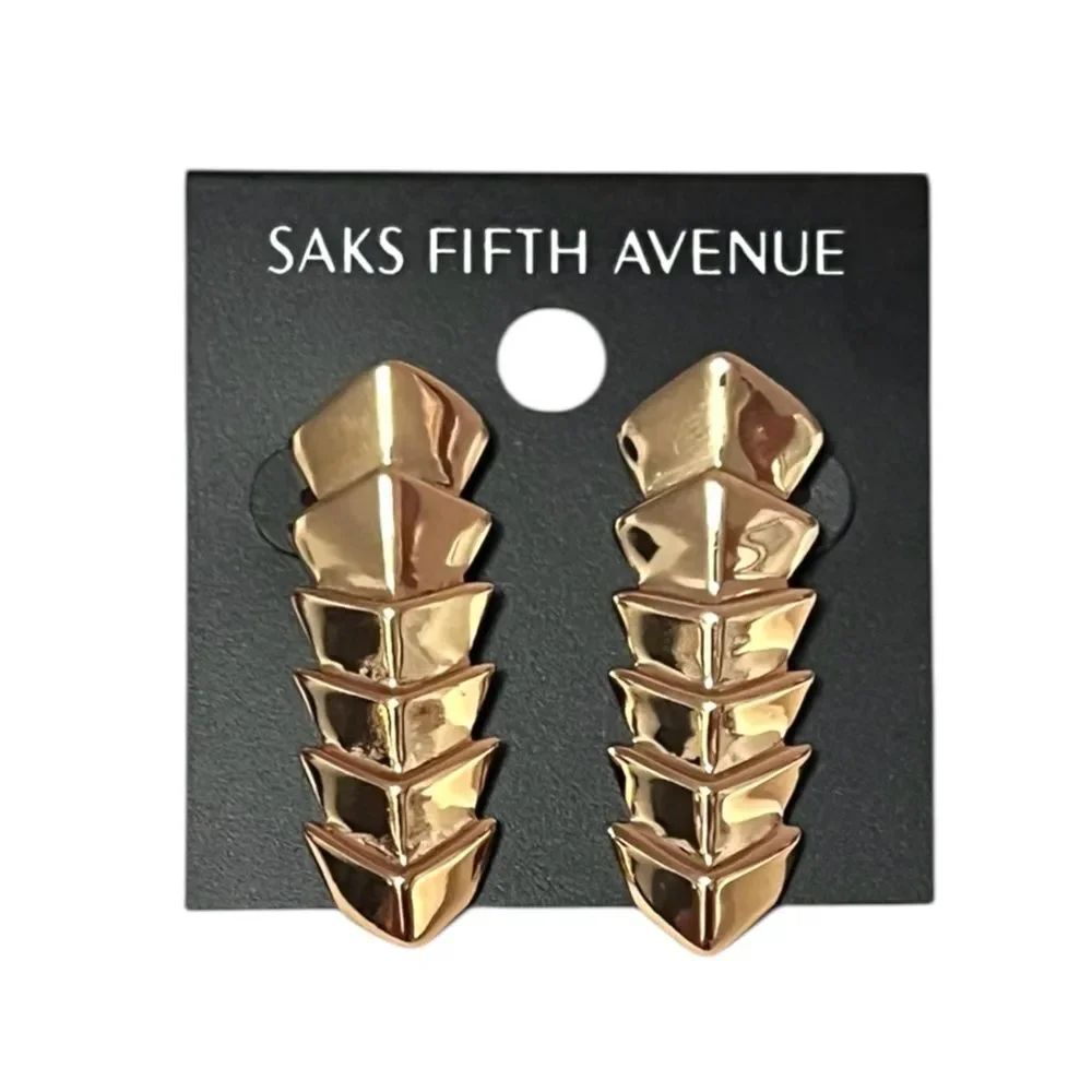 Saks Fifth Avenue Gold Sculpted Chevron Earrings